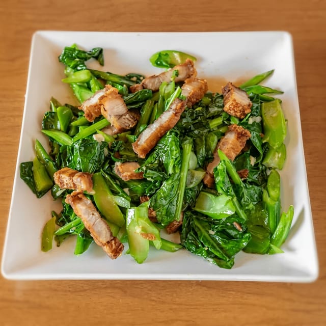 Chinese Broccoli with Moo Krob.