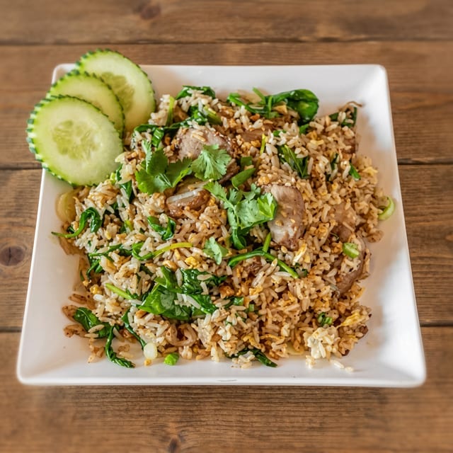 Garlic Spinach Fried Rice.